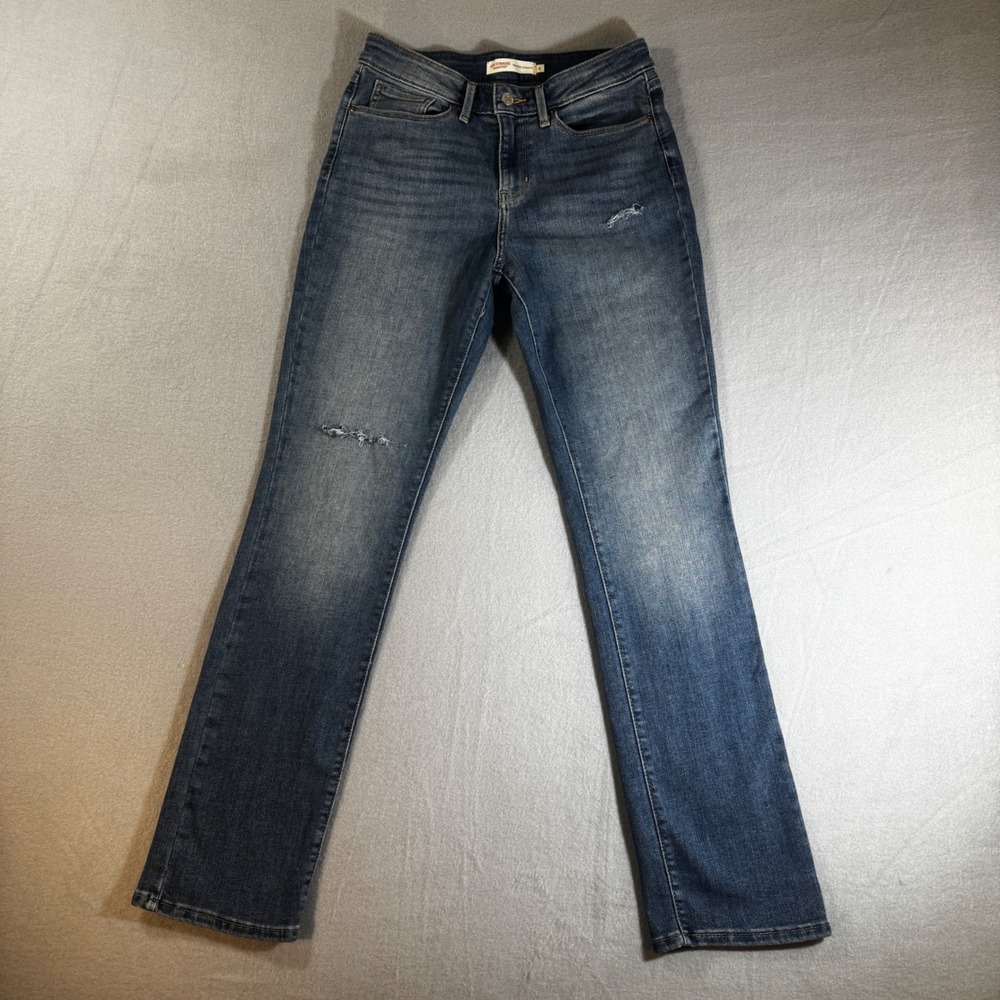 Signature by Levi Strauss Mid-Rise Straight Jeans Womens 4 Medium Wash Denim